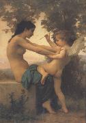 Adolphe William Bouguereau Young Girl Defending Herself against Eros (mk26) oil on canvas